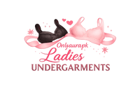 Logo for Onlyaurapk Ladies Undergarments with pink and black bras on a white background.