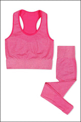 Grey Cotton Seamless Sports Bra with Cotton Slim Leggings Set
