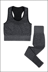 Pink Cotton Seamless Sports Bra with Cotton Slim Leggings Set