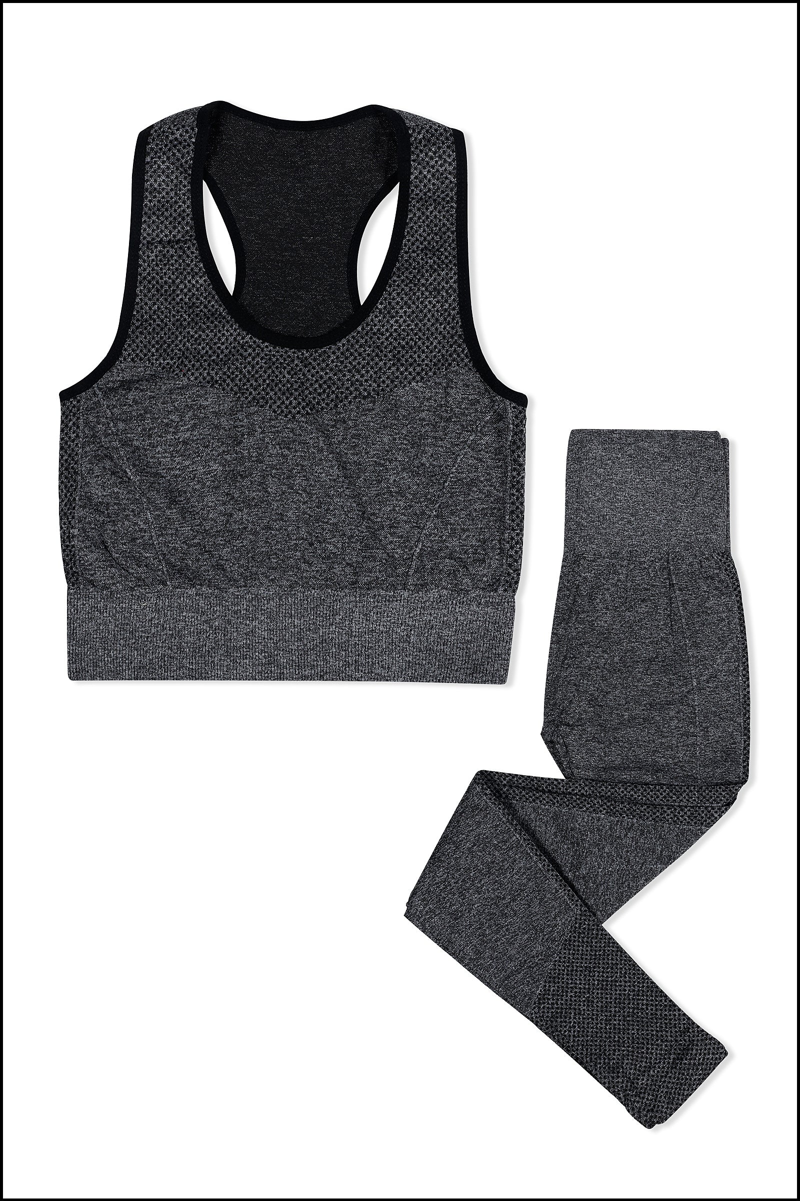 Pink Cotton Seamless Sports Bra with Cotton Slim Leggings Set