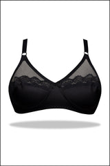Beige Half Cup Embroidered Mesh Bra