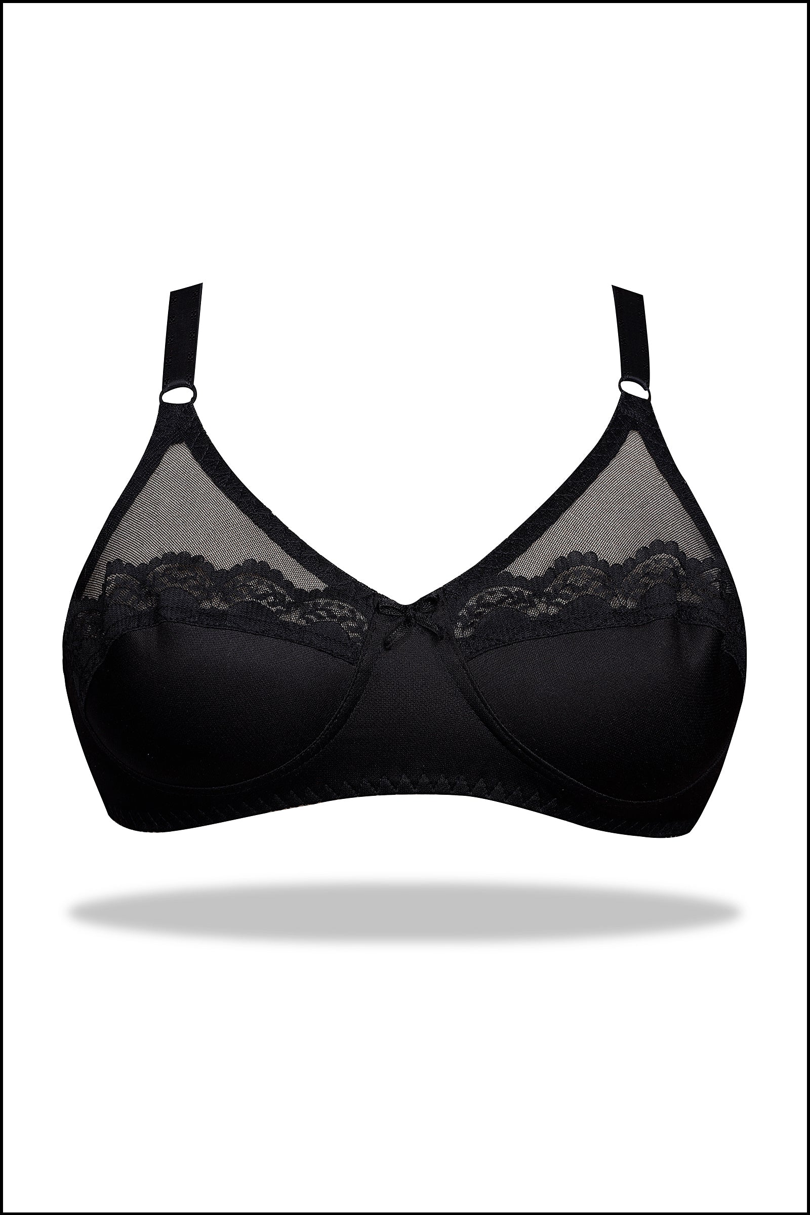 Beige Half Cup Embroidered Mesh Bra