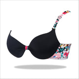Black Padded Printed Floral Essence with Stretchable Straps