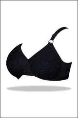 Black Nettle - Knitted Cotton Non-Padded Wirefree Bra with Lace Touch
