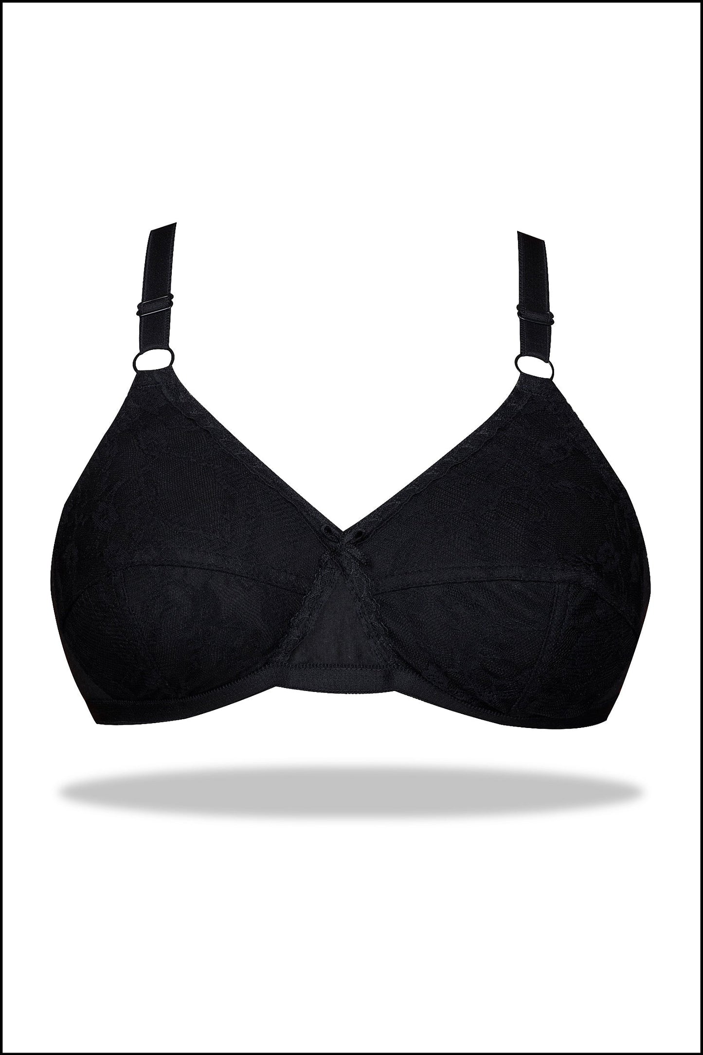 Beige Nettle - Knitted Cotton Non-Padded Wirefree Bra with Lace Touch