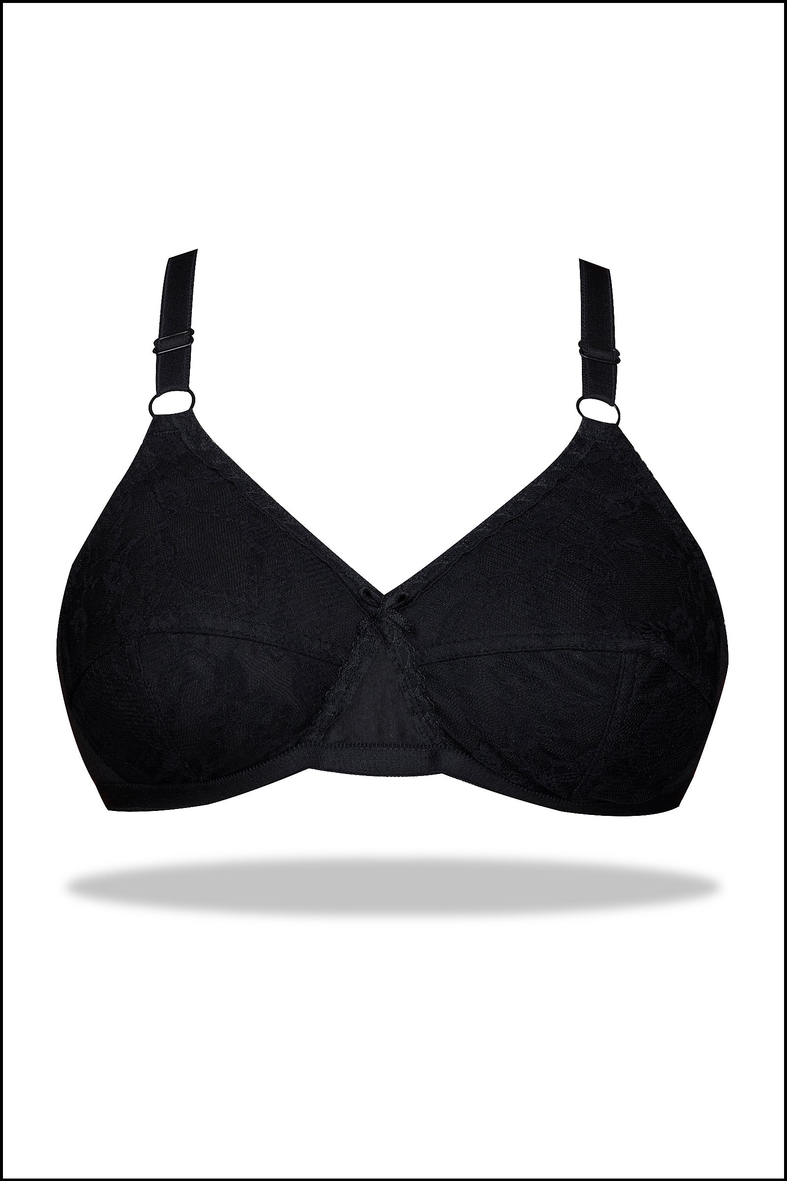 Beige Nettle - Knitted Cotton Non-Padded Wirefree Bra with Lace Touch