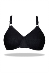 Black Nettle - Knitted Cotton Non-Padded Wirefree Bra with Lace Touch