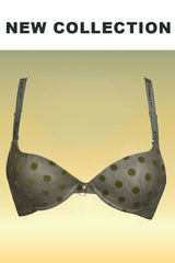Grey Embosed Dice Microfibre T-Shirt Bra