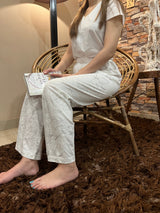 Womante Luxe Cotton Trousers - White Light Flower
