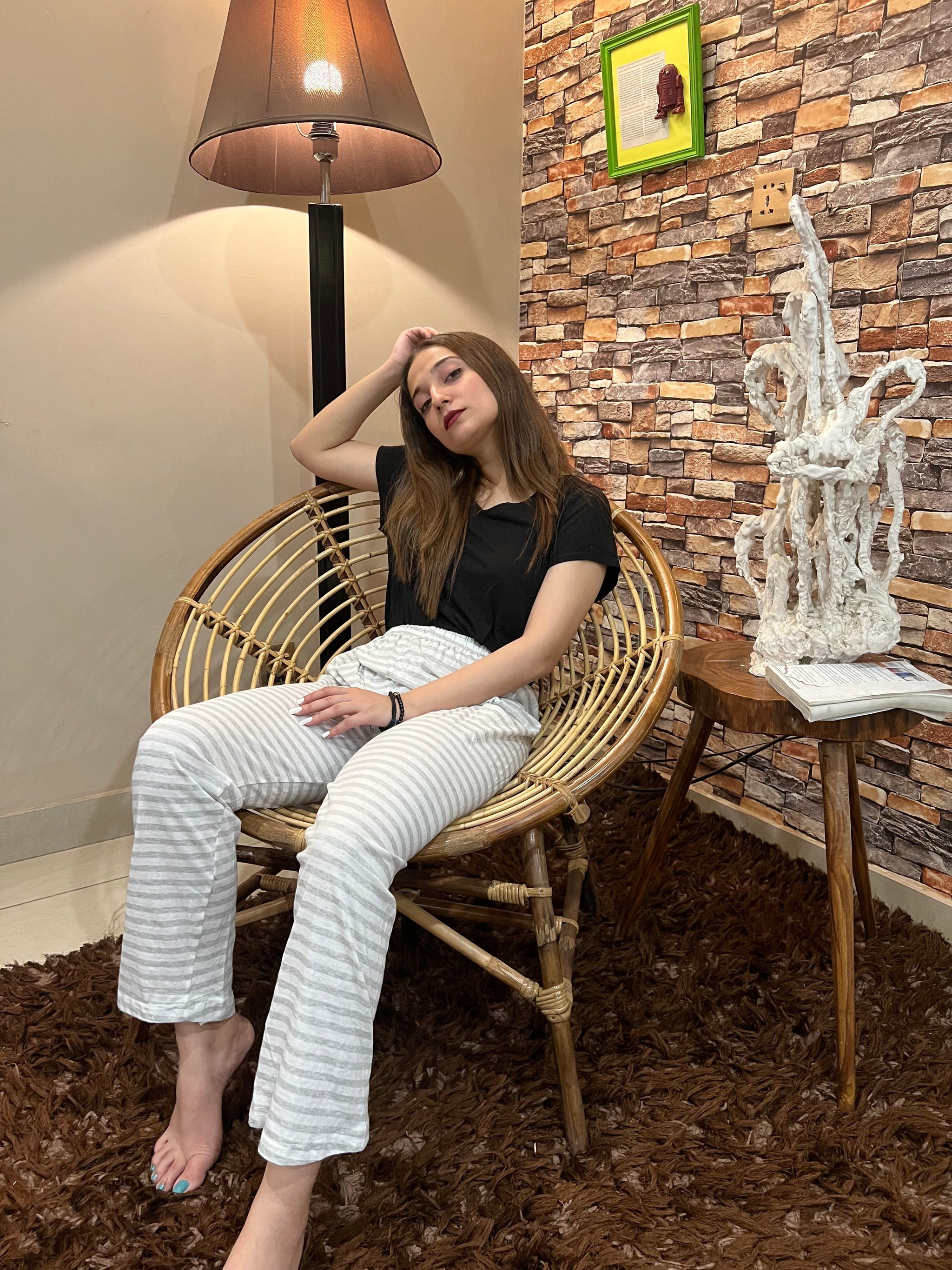 Womante Luxe Cotton Trousers - Grey Lining
