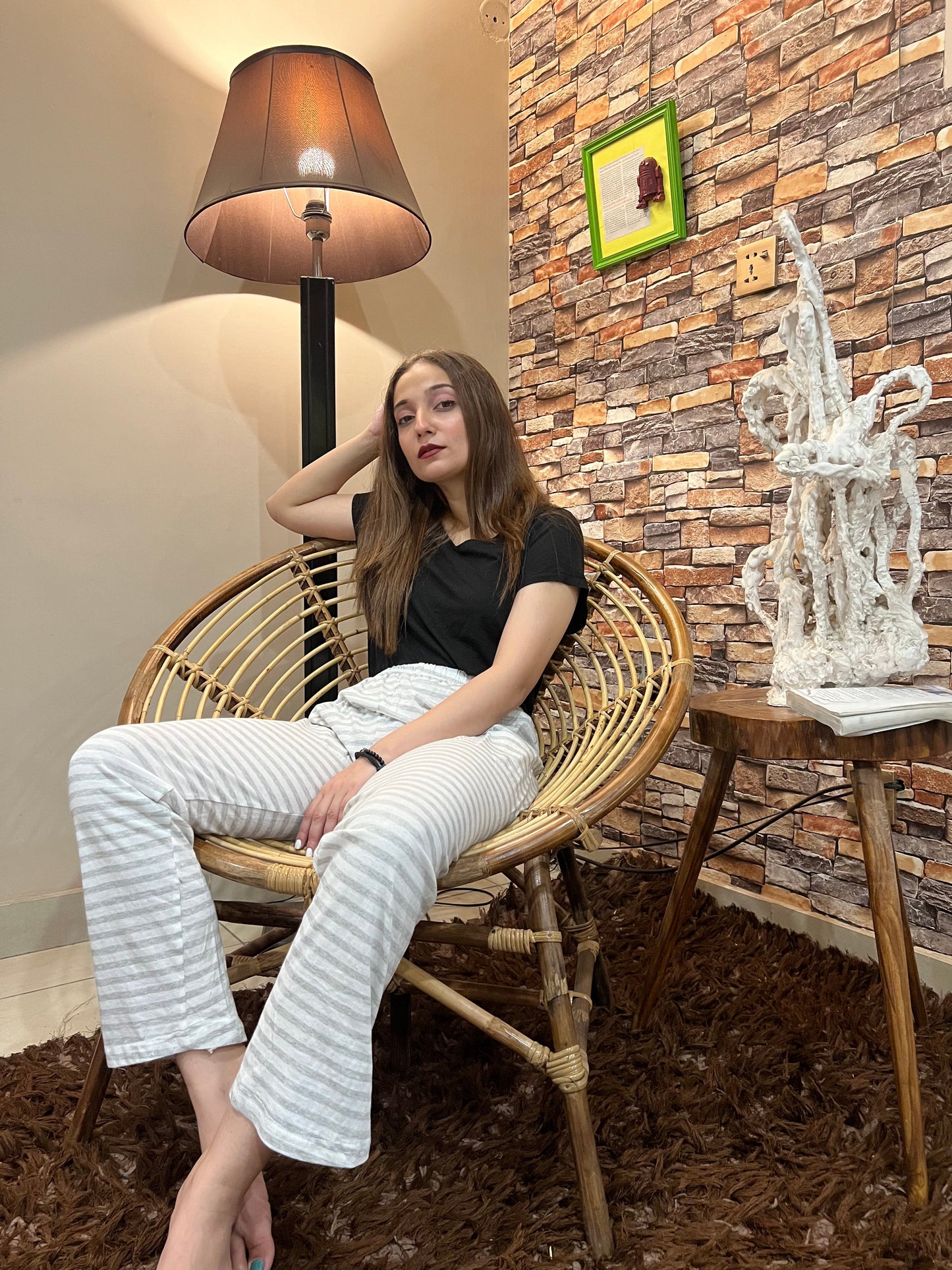 Womante Luxe Cotton Trousers - Grey Lining