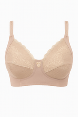 Red Curvy All Over Lace Cup Double Layered Bra with 4x4 Hooks