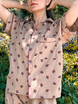 Premium Pima Cotton Button-Down Printed Shirt & PJ Set - Buttermilk