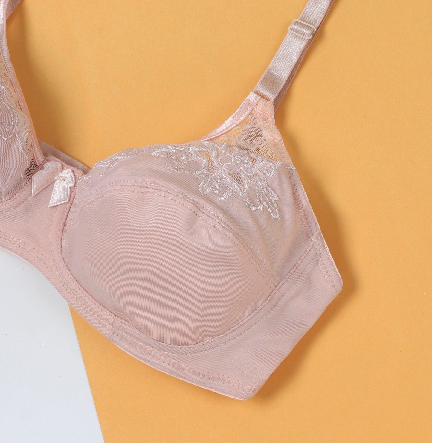 Black Saffron - Non Padded Embroidered Mesh Bra