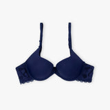 Blue Round Cup T-Shirt Lacy Bra