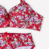 Red Imported Floral Padded Set