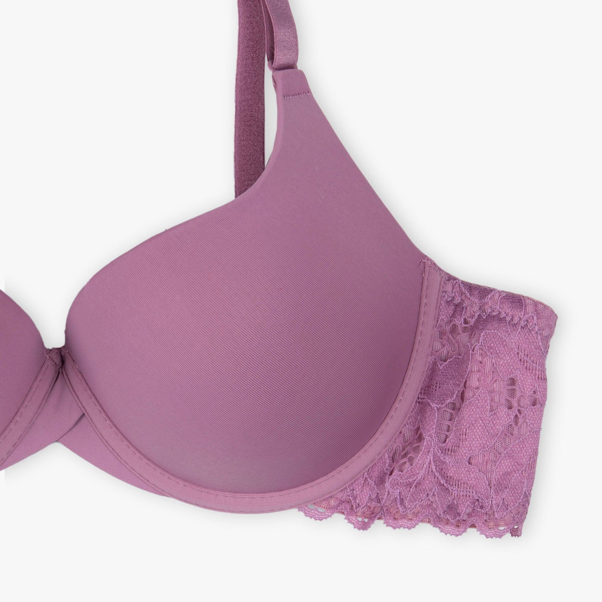Tea-Pink Round Cup T-Shirt Lacy Bra