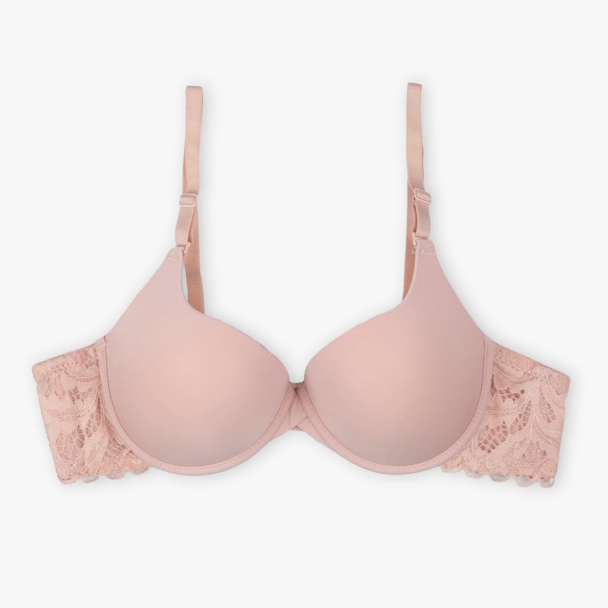 Tea-Pink Round Cup T-Shirt Lacy Bra