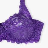 Purple Blossom - Wired / Wirefree Non Padded Floral Full Lace Bra