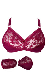 Maroon Luxury Non Padded Knitted Cotton Bra with Soft Mesh