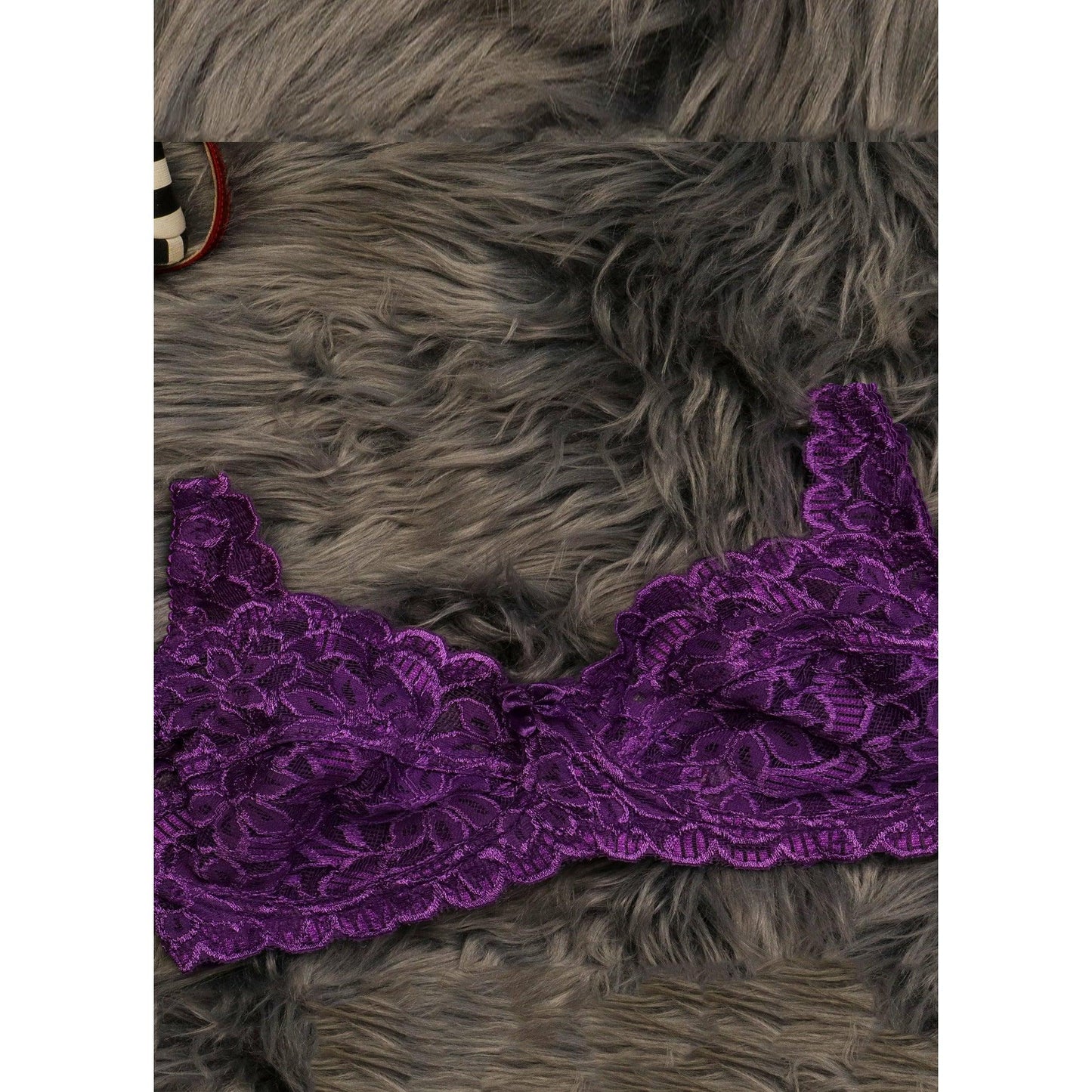 Purple Blossom - Wired / Wirefree Non Padded Floral Full Lace Bra