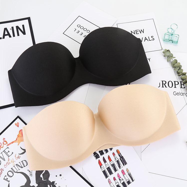 Skin Pushup Strapless Bra with 2 pairs of Transparent and Adjustable Straps