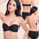 Skin Pushup Strapless Bra with 2 pairs of Transparent and Adjustable Straps