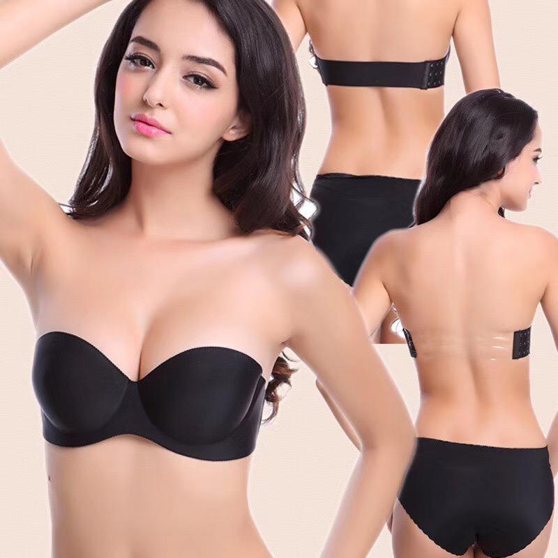 Skin Pushup Strapless Bra with 2 pairs of Transparent and Adjustable Straps