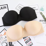 Black Pushup Strapless Bra with 2 pairs of Transparent and Adjustable Straps