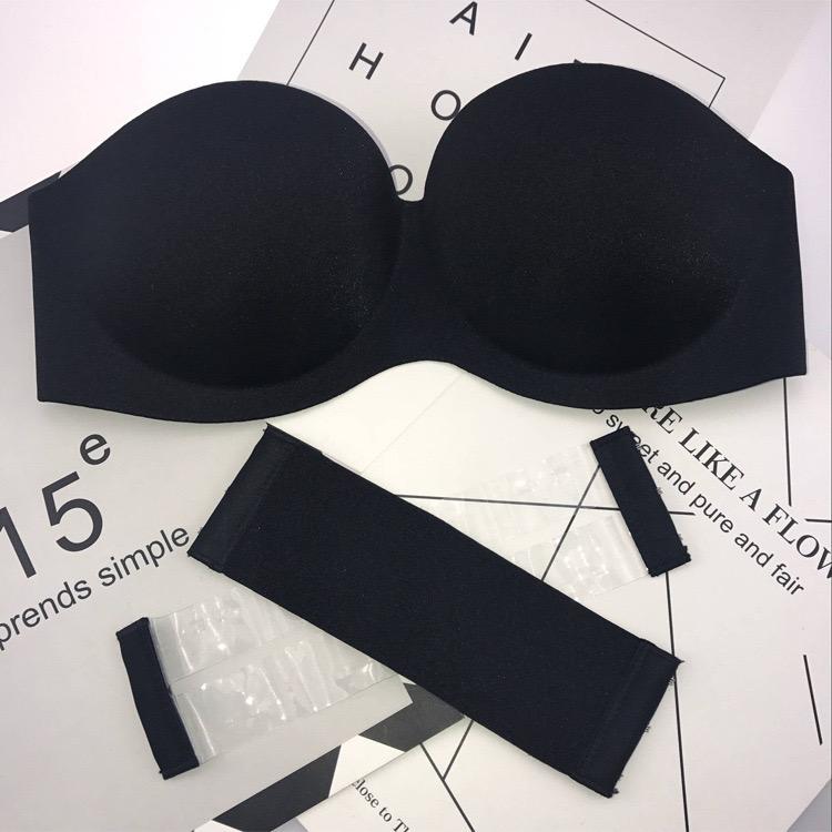 Skin Pushup Strapless Bra with 2 pairs of Transparent and Adjustable Straps