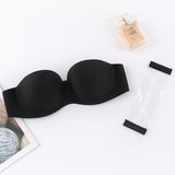 Skin Pushup Strapless Bra with 2 pairs of Transparent and Adjustable Straps
