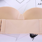 Skin Pushup Strapless Bra with 2 pairs of Transparent and Adjustable Straps