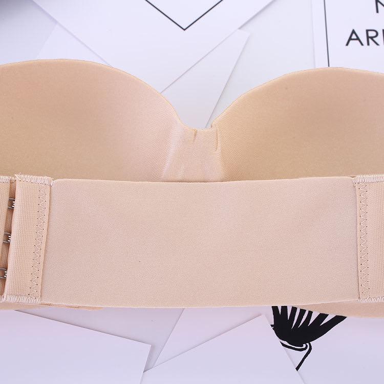 Black Pushup Strapless Bra with 2 pairs of Transparent and Adjustable Straps