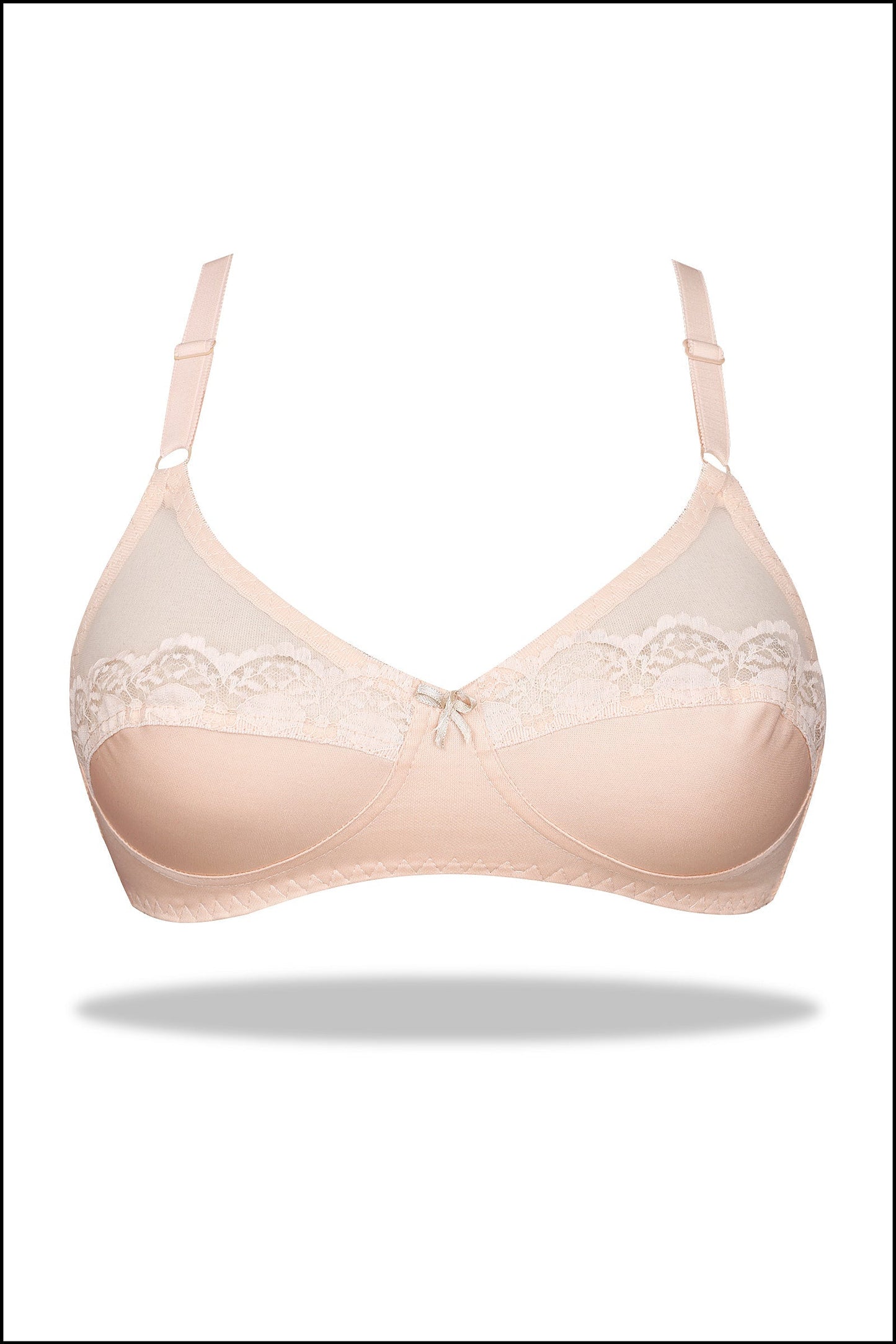 Black Half Cup Embroidered Mesh Bra