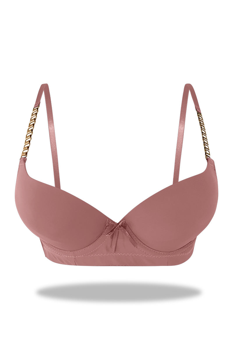 Womante Premium Padded Bra with Chain Straps - Black