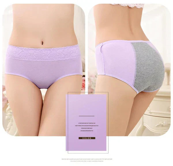 Womante Super Soft Cotton High Waist Leak Proof Period Panties -Purple