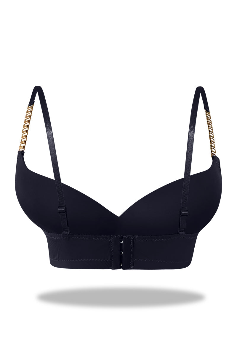 Womante Premium Padded Bra with Chain Straps - Black