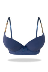 Womante Premium Padded Bra with Chain Straps - Blue