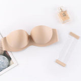 Skin Pushup Strapless Bra with 2 pairs of Transparent and Adjustable Straps