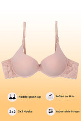 Black Round Cup T-Shirt Lacy Bra